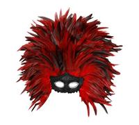 Amagogo Copricapo di piume, copricapo per cosplay, accessori per foto, costume, maschera di piume, maschera di carnevale per Halloween, Martedì Grasso, Rosso Scuro