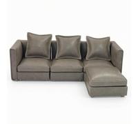Amagogo Divano in Miniatura 1 12 per Casa Delle Bambole Set Divano Modulare Poltrona Pouf Cuscini Finitura Similpelle Stile Moderno Adatto per Collezionisti Set Fotografici Esposizioni