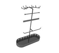 Amagogo Espositore portaoggetti per gioielli, organizer da scrivania multifunzionale, 9,7x3,6x12,6 pollici, appendiabiti per orologi in acciaio al carbonio, Nero