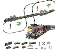 Amagogo Ferrovia Elettrica per Bambini Vapore Giocattolo Set Binari Classica Retro Plastica con Montaggio Interattivo E Grafica Ferroviaria Storica per Storie, style to 2