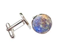 Amagogo Gemelli Uomo Gemelli da Polso Uomo Gemelli Camicia Gemelli Francesi Accessori Cerimonia con Vetro Cristallo Pianeti E Corpi Celesti Fissaggio a Barra, Blu, Giallo