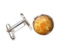 Amagogo Gemelli Uomo Gemelli da Polso Uomo Gemelli Camicia Gemelli Francesi Accessori Cerimonia con Vetro Cristallo Pianeti E Corpi Celesti Fissaggio a Barra, Giallo