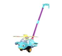 Amagogo Giocattolo da Spingere e Camminare, Giocattolo da Spingere a Dondolo, Azione ondeggiante, Suono di campanella, Cartone Animato, Aeroplano, Carrello, Blu