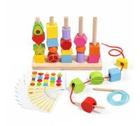 Amagogo Gioco a Perline Gioco di Infilare Carte Stacking Forme in Legno Pensiero Logico Adatto a Apprendimento Bambini Uso Domestico