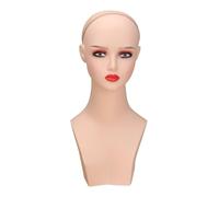Amagogo Manichino con testa di parrucca femminile, modello espositivo con spalla per realizzare orecchini, cappelli, acconciature, collane, Labbro Rosso