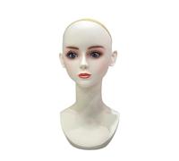 Amagogo Manichino testa femminile con orecchie, manichino professionale per la parte superiore del corpo, testa in PVC, busto, supporto per parrucca,