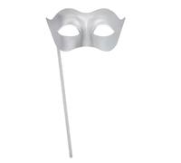 Amagogo Mascherina Mascherata Donna Maschera Festa con Asta Accessorio Costume Elegante Mezza Maschera Viso Materiale PP Adatta per Carnevale Halloween Cospla, Argento