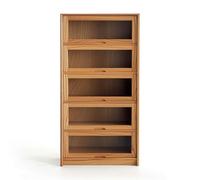 Amagogo Mini Armadietto Miniatura Credenza Scaffale Legno con Cerniera E Finestra Trasparente per Esposizione Collezionabili Tavoli di Presentazione Angoli Decorativi, Ciliegio, Cinque Strati