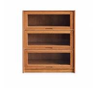 Amagogo Mini Armadietto Miniatura Credenza Scaffale Legno con Cerniera E Finestra Trasparente per Esposizione Collezionabili Tavoli di Presentazione Angoli Decorativi, Ciliegio, Tre Strati