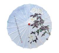 Amagogo Ombrello cinese in carta oleata, versatile, accessorio per costumi, danze classiche, 82 cm, per feste, matrimoni, addio al nubilato, bomboniere, Rose Bianche