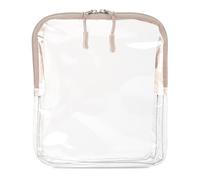 Amagogo Pochette Cosmetica Trasparente Borsa Trucco Organizer Beauty PVC Antigoccia per Lunga Durata Accesso Facile con Doppia Cerniera Adatta a Controlli, Cachi