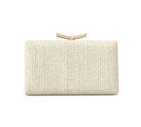 Amagogo Pochette Donna Compatta Borsa da Cerimonia Clutch Rigida Borsetta Formato a Busta Facile da Portare con Chiusura in Paglia PP E Cotone Adatta per, Array, Bianco Sporco