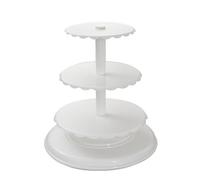 Amagogo Porta Pasticceria a Tre Ripiani con Base Larga 43 Cm Struttura in Plastica Bianca Solida Spazio Generoso tra per Torte Decorate E Dolci Adatto per Ricevimenti E Celebrazioni, 8/10/12 Pollici