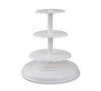 Amagogo Porta Pasticceria a Tre Ripiani con Base Larga 43 Cm Struttura in Plastica Bianca Solida Spazio Generoso tra per Torte Decorate E Dolci Adatto per Ricevimenti E Celebrazioni, 6/8/10 Pollici