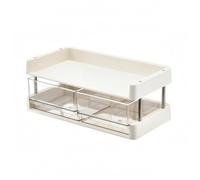 Amagogo Scaffale Trasparente Espositore Organizer Cassettiere Portadocumenti Portaoggetti con Struttura a Ripiani E Aste, Organizzatore A Quattro Livelli Crema Con 1 Vassoio Grande E 4 Vassoi Piccoli
