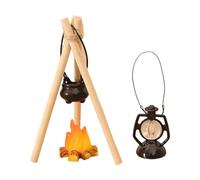 Amagogo Set da falò in Miniatura da 7 Pezzi in Scala 1/12 con Lampada e Accessori per falò, Giocattoli di finzione per esposizioni fotografiche, Giardino