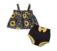 Amagogo Set di Abbigliamento Estivo per Ragazza Top Senza Maniche E Pantaloncini Completi Estivi Stampati per Bambini Set di Abbigliamento per Ragazza per, Da 18 a 24 mesi, Taglia unica