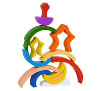 Amagogo Set di giocattoli impilabili in legno arcobaleno, giocattolo educativo versatile per la coordinazione occhio-mano, blocchi da costruzione colorati per