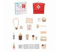 Amagogo Set Medico Bambini Gioco Dottore Valigetta Kit Accessori Strumenti con Borsa in Tessuto Chiusura Ordinato Facile da Riporre in Legno Adatto a Gioco Casa Regalo