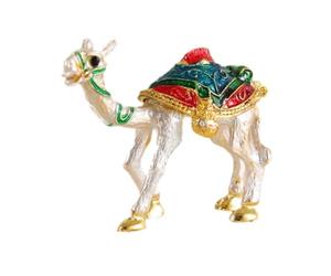 Amagogo Simpatica Statuetta di Cammello, portaoggetti per organizzare Anelli e Orecchini, Souvenir, Decorazioni per Il, Scatola portagioie Smaltata da, Bianco