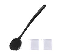 Amagogo Spazzola per doccia, spazzola per il corpo con 2 palline di schiuma, accessori da bagno portatili, produce una ricca schiuma, scrub per il bagno, Nero