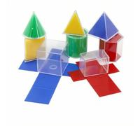 Amagogo Sussidio Geometria Bambini Set Geometria Modelli Solidi Figure 3D Solidi Trasparenti con Basi Colorate in Polistirene per Identificare Spigoli E Facce