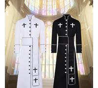 Amagogo Tonaca Clericale Abito Liturgico Veste Paramenti Croce a Lunghezza Totale con Taglio Diritto E Schiena Pulita per Silhouette Uniforme Adatto per