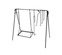 Amagogo Treppiede da Cucina All’aperto Supporto Fuoco Cornice per Griglia Gancio Appendi Pentole Struttura in Ferro per Cottura E Barbecue Modulare E