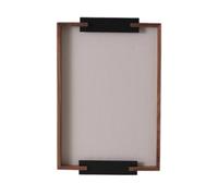 Amagogo Vassoio Rettangolare Vassoio Piatto Supporto Organizer con Base Piatta E Cornice Sottile Inserto in Pelle Testurizzata Manici Laterali in Ferro per, Grigio