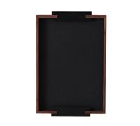 Amagogo Vassoio Rettangolare Vassoio Piatto Supporto Organizer con Base Piatta E Cornice Sottile Inserto in Pelle Testurizzata Manici Laterali in Ferro per, Nero