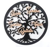 Amaisso® - Albero della vita personalizzato per la decorazione della casa, regalo originale con nomi di legno, decorazione da parete, albero genealogico anniversario, matrimonio, compleanno, nonni
