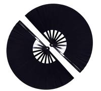 Amajiji Ventaglio da rave, grande ventaglio pieghevole a clack, 2 pezzi, grandi ventagli portatili per EDM, festival musicali, club, eventi, feste, danza, spettacoli, decorazione, regalo, (nero)