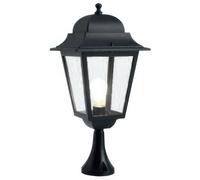 AMALFI DA CANCELLO MAXI E27 Struttura in pressofusione di alluminio 28,5x13x h 62 cm Diffusori in vetro trasparente colore NERO NERO