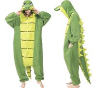 AMAMHAHAVA Tutina da adulto con coccodrillo e coccodrillo, costume da dinosauro per Halloween, pigiama da notte, Coccodrillo alligatore, XL