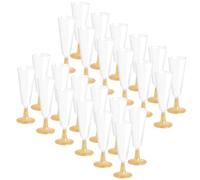 Amami BEAUTY 24 Bicchieri Flute da Champagne in Plastica Trasparente con Base Dorata, per Feste di Natale, Capodanno, Matrimonio, Anniversario, Compleanno