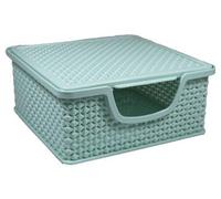 Amami BEAUTY Contenitore Portatovaglioli in Plastica con Coperchio, Design a Trama Intrecciata, (Verde Menta)
