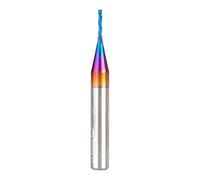 Amana Tool 46486-K CNC Spektra Extreme Tool Life rivestito spirale 2D/3D intaglio 0,10 gradi angolo conico fondo piatto x 1/16 D x 5/16 CH x 1/4 SHK x 2 pollici lungo x 3 flauto SC Down-Cut Router Bit