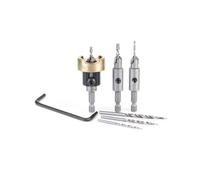 Amana Tool AMS-628 - Set di 6 svasatori con punta in carburo con arresto di profondità regolabile e cuscinetti a sfera senza spinta, senza sbavature, con gambo a sgancio rapido e punte di ricambio HSS