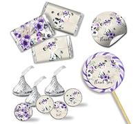 Amanda Creation - Kit di adesivi per doccia con mucca floreale ad acquerello, 429 pezzi, include 60 adesivi circolari da 2 pollici per bomboniere e borse Goodie, 45 mini involucri per caramelle e 324 adesivi rotondi per bacio di caramelle di Amanda Creation