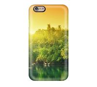 AmandaMichaelFazio - Cover rigida per iPhone 6, motivo fiume verde con alba