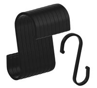 AMANDELIZABE 16 ganci in alluminio da appendere, ganci a forma di S, ganci per testa grandi e piccoli, ganci inossidabili per cucina, bagno, camera da letto, ufficio (nero)