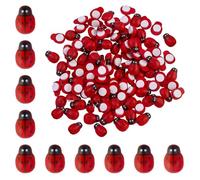 AMANDELIZABE Coccinella in legno, 110 pezzi, mini coccinella autoadesiva, in legno, per fai da te, scrapbooking, feste, 9 x 12 mm, coccinella portafortuna