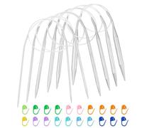 AMANDELIZABE Ferri circolari da maglia circolari da 40 cm, set da 6 in acciaio inossidabile, per calzini, principianti, artrite, 2,0 mm - 8,0 mm