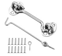 AMANDELIZABE Gancio tempesta da 4 pollici, 1 pezzo, in acciaio inox, per cabina con occhiello, serratura con viti, gancio e blocco degli occhi, per porta tempesta