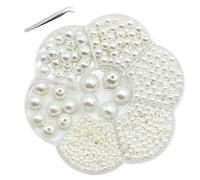 AMANDELIZABE Perla Bianca Braccialetto, Perla Bianca Artificiale, 1150 Pezzi, Plastica, Rotondo, Bead, Braccialetto, Bianco