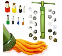 AMANDELIZABE Pressa per argilla artigianale, estrusore di pasta di zucchero in acciaio inox, pressa per fondente con 20 forme, strumento di decorazione per la cottura (blu)