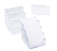 AMANDELIZABE Set di 2 portabiglietti da visita in acrilico trasparente con 4 scomparti per biglietti da visita, con 2 tasche trasparenti per fogli volanti A6