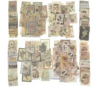 AMANDELIZABE Set di 240 adesivi vintage per scrapbooking, autoadesivi, su carta, vetro, plastica, legno, metallo e scrapbook, riutilizzabili, bianchi, con tecnica di stampa speciale e motivi ricchi