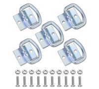 AMANDELIZABE Set di 5 occhielli robusti ad anello a D in acciaio zincato ad alta resistenza per fissaggio del carico in rimorchio/furgone/barca, con staffa di montaggio e viti