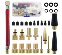 AMANDELIZABE Set di adattatori per valvola della bicicletta, universale, per biciclette, auto e altro ancora, materiale in rame di alta qualità, con scatola di assortimento e accessori